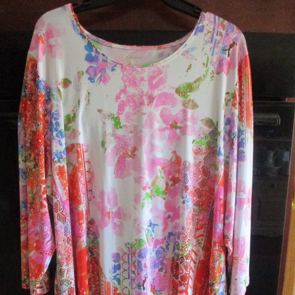 Women's Alia Multicolor 3/4 Sleeve Floral Blouse/Top Size: 2X